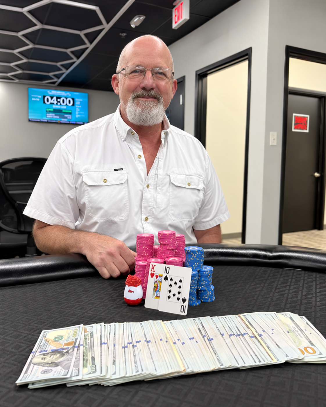 Coby Schoenig at the Matador poker table — AI-restored photo