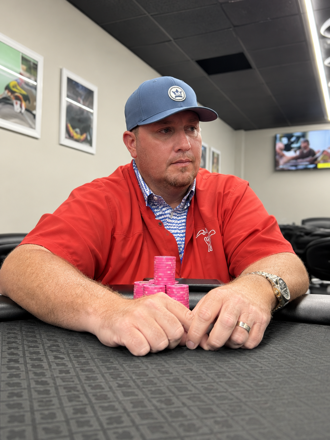 Kyle Shuman at the Matador poker table — AI-restored photo
